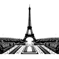 zwart en wit illustratie van de eiffel toren bezienswaardigheden bekijken in Parijs vector
