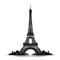 zwart en wit illustratie van de eiffel toren bezienswaardigheden bekijken in Parijs vector