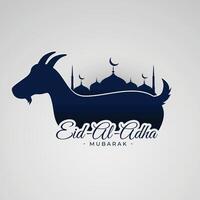 eid al adha mubarak achtergrond met geit en moskee vector