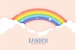 schattig regenboog en wolken roze achtergrondontwerp vector