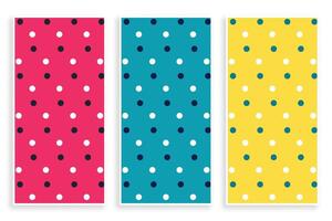 polka patroon banners reeks in drie kleuren vector