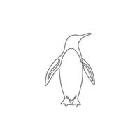 enkele doorlopende lijntekening van schattige pinguïn voor bedrijfslogo bedrijfsidentiteit. arctisch dier vogel mascotte concept voor kinderen stationair product. een lijn tekenen ontwerp vector grafische afbeelding