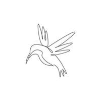 een doorlopende lijntekening van schattige kolibrie voor de bedrijfslogo-identiteit. klein schoonheidsvogel mascotte concept voor instandhouding nationaal bos. enkele lijn tekenen vector ontwerp illustratie