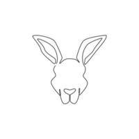 één enkele lijntekening van schattig kangoeroehoofd voor de identiteit van het bedrijfslogo. wallaby dier uit australië mascotte concept voor bedrijf icoon. trendy doorlopende lijn tekenen grafisch ontwerp vectorillustratie vector