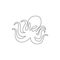 één enkele lijntekening van enge octopus voor de identiteit van het bedrijfslogo. grappig schattig tentakel dier mascotte concept voor bedrijf icoon. trendy ononderbroken lijntekening ontwerp vector grafische afbeelding