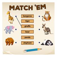 Matching game met wilde dieren vector