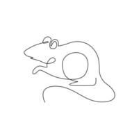 enkele doorlopende lijntekening van kleine schattige muis voor logo-identiteit. grappige muizen zoogdier dier mascotte concept voor huisdier minnaar club icoon. moderne één lijn tekenen ontwerp vector illustratie afbeelding