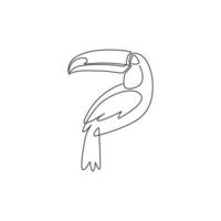 een doorlopende lijntekening van schattige toekanvogel met grote snavel voor logo-identiteit. exotisch dierlijk mascotteconcept voor nationaal natuurparkpictogram. enkele lijn tekenen ontwerp grafische vectorillustratie vector