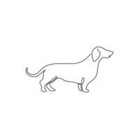 een doorlopende lijntekening van schattige teckelhond voor logo-identiteit. rasechte hond mascotte concept voor stamboom vriendelijk huisdier icoon. moderne enkele lijn tekenen ontwerp vector grafische afbeelding