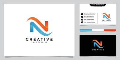 eerste brief n logo ontwerp sjabloon. creatief n logo ontwerp vector