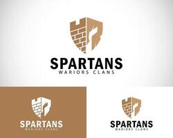 spartaans clan logo creatief ontwerp concept helm soldaat sterk vector