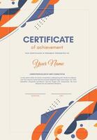 kleurrijk certificaat van prestatie sjabloon met vorm abstract vector