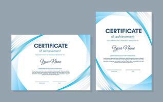 blauw certificaat van prestatie sjabloon met Golf abstract vector