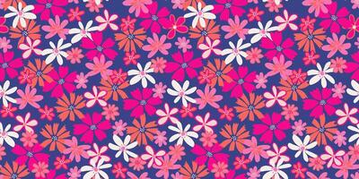 kleurrijk naadloos patroon met abstract vormen groovy bloemen. hand- getrokken. schattig ditsy bloemen het drukken Aan een blauw achtergrond. sjabloon voor ontwerpen, notitieboekje omslag, kinderachtig textiel vector