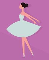 ballerina Aan een achtergrond in roze tonen, met kleren in pastel blauw tonen vector