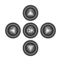 3d richting controle en OK knop icoon reeks Aan wit achtergrond. vector