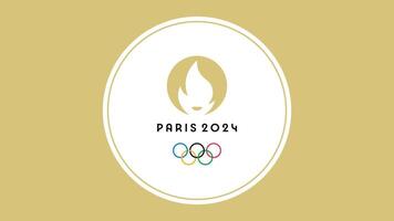 redactioneel officieel logo van zomer olympisch spel in Parijs 2024, formaat 4k achtergrond geïsoleerd in cirkel centrum van banier vector