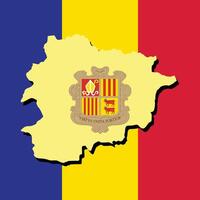 Andorra vlag met kaart Andorra vlag met kaart illustratie, Andorra vlag met kaart afbeelding of Andorra vlag met kaart beeld vector