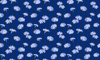 modieus abstract blauw bloemen in een gestreept Golf patroon Aan een donker achtergrond. hand- getrokken schetsen. retro gemakkelijk naadloos patroon. sjabloon voor ontwerpen, kleding stof, textiel, het drukken vector