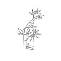 één enkele lijntekening van bamboebomen voor de identiteit van het plantagelogo. verse groenblijvende meerjarige bloeiende plant concept voor plant icoon. moderne doorlopende lijn tekenen ontwerp vector grafische afbeelding