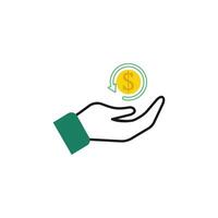 icoon hand- Holding munt cashback vector