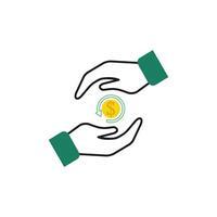 icoon hand- Holding munt cashback vector