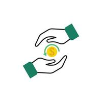 icoon hand- Holding munt cashback vector