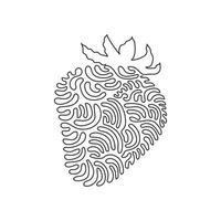 enkele doorlopende lijntekening hele gezonde biologische aardbei voor de identiteit van het boomgaardlogo. vers bessenconcept voor fruittuinpictogram. swirl krul stijl. een lijn tekenen grafisch ontwerp vectorillustratie vector