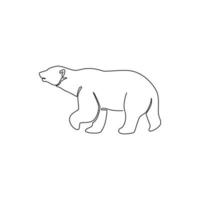 één enkele lijntekening van schattige grizzlybeer voor de identiteit van het bedrijfslogo. zakelijke corporatie pictogram concept van wilde zoogdieren dierlijke vorm. moderne ononderbroken lijn vector tekenen ontwerp grafische afbeelding
