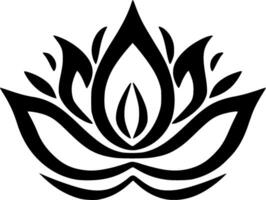 lotus bloem - zwart en wit geïsoleerd icoon - illustratie vector