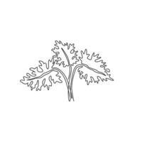 een enkele lijntekening tropische bladplant. afdrukbare decoratieve philodendron selloum kamerplant concept voor thuis muur decor ornament. moderne ononderbroken lijn grafisch tekenen ontwerp vectorillustratie vector