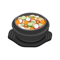 nabak Kimchi of Koreaans water Kimchi Aan een ttukbaegi vector