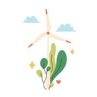 wind turbine Aan groen veld. groen energie concept. ecologisch station, wind stroom. vector