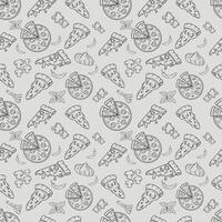 hand- getrokken pizza ingrediënten naadloos patroon vector