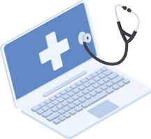 isometrische dokter laptop vector