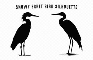 besneeuwd zilverreiger vogel silhouet zwart klem kunst, zilverreiger silhouetten vector