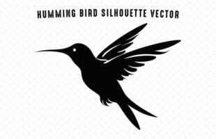 kolibrie silhouet zwart klem kunst, vliegend kolibrie silhouet geïsoleerd Aan een wit achtergrond vector