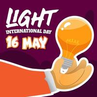 banier Internationale dag van licht mooi zo voor Internationale dag van licht viering 16 mei de belang gebruik van lamp in vlak tekenfilm sjabloon voor achtergrond, banier, kaart, poster. vector