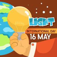 banier Internationale dag van licht mooi zo voor Internationale dag van licht viering 16 mei de belang gebruik van lamp in vlak tekenfilm sjabloon voor achtergrond, banier, kaart, poster. vector