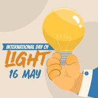 banier Internationale dag van licht mooi zo voor Internationale dag van licht viering 16 mei de belang gebruik van lamp in vlak tekenfilm sjabloon voor achtergrond, banier, kaart, poster. vector