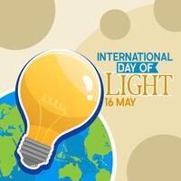 banier Internationale dag van licht mooi zo voor Internationale dag van licht viering 16 mei de belang gebruik van lamp in vlak tekenfilm sjabloon voor achtergrond, banier, kaart, poster. vector