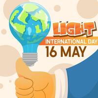 banier Internationale dag van licht mooi zo voor Internationale dag van licht viering 16 mei de belang gebruik van lamp in vlak tekenfilm sjabloon voor achtergrond, banier, kaart, poster. vector