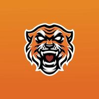 tijger hoofd mascotte esport logo desig vector