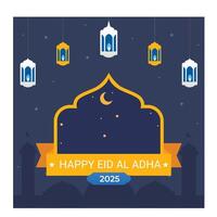 gelukkige eid al adha mubarak ontwerpsjabloon verhalen collectie. islamitische achtergrond met lantaarn, moskee en geit. vector