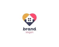 abstract creatief hart met negatief huis logo vector