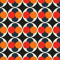 een zwart en wit patroon van cirkels met rood en oranje dots vector