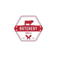 slagerij vlees winkel wijnoogst logo ontwerp sjabloon vector