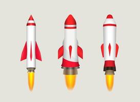 een reeks van modern raket raket gelanceerd Aan de ruimte, illustratie vector