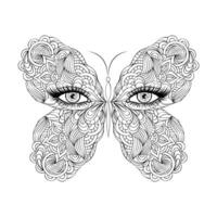 vlinder met vrouw ogen. vector
