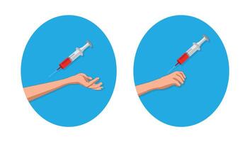 bloed testen, injectiespuit nemen bloed Aan hand- of arm illustratie vector